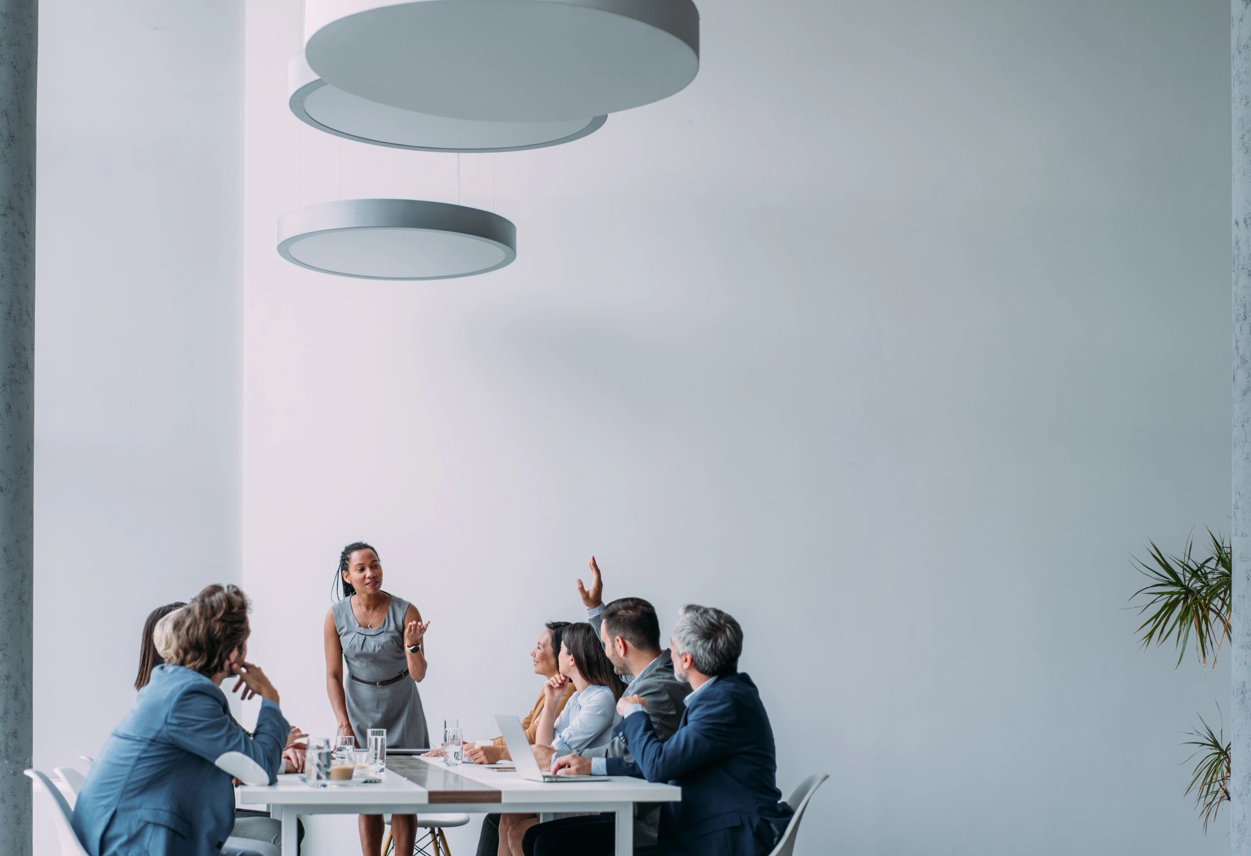 Corporate team meeting in an office board room